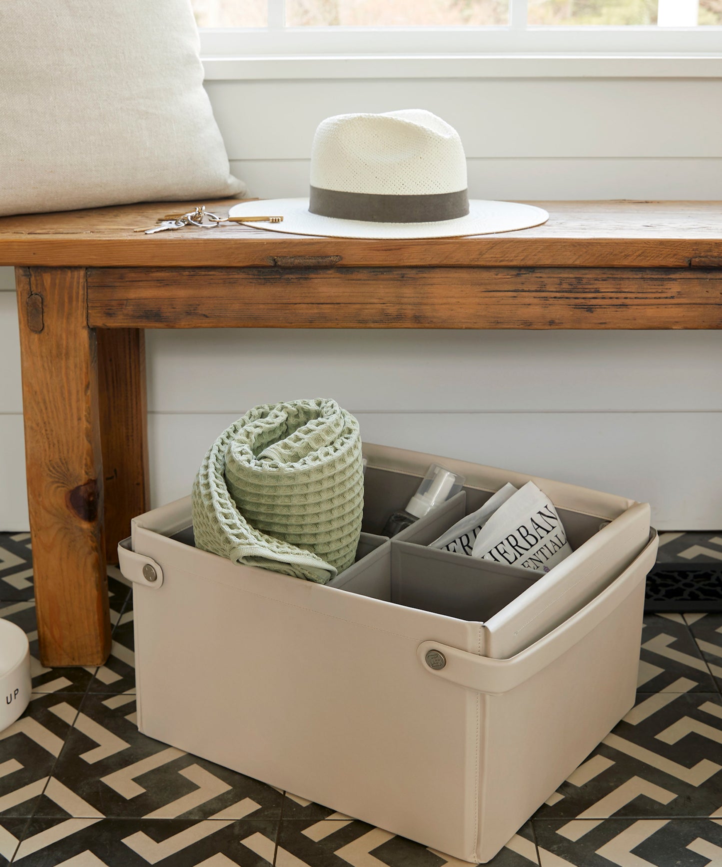 White Vegan Leather Storage Bin | KonMari by Marie Kondo