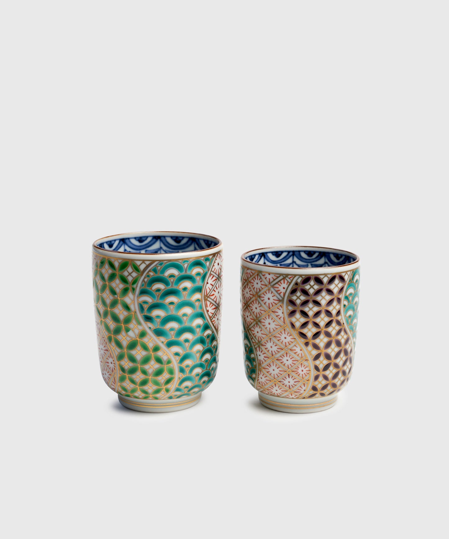 Modern Japanese Porcelain Patterned Tea Cups, Set of 2 | KonMari by Marie Kondo