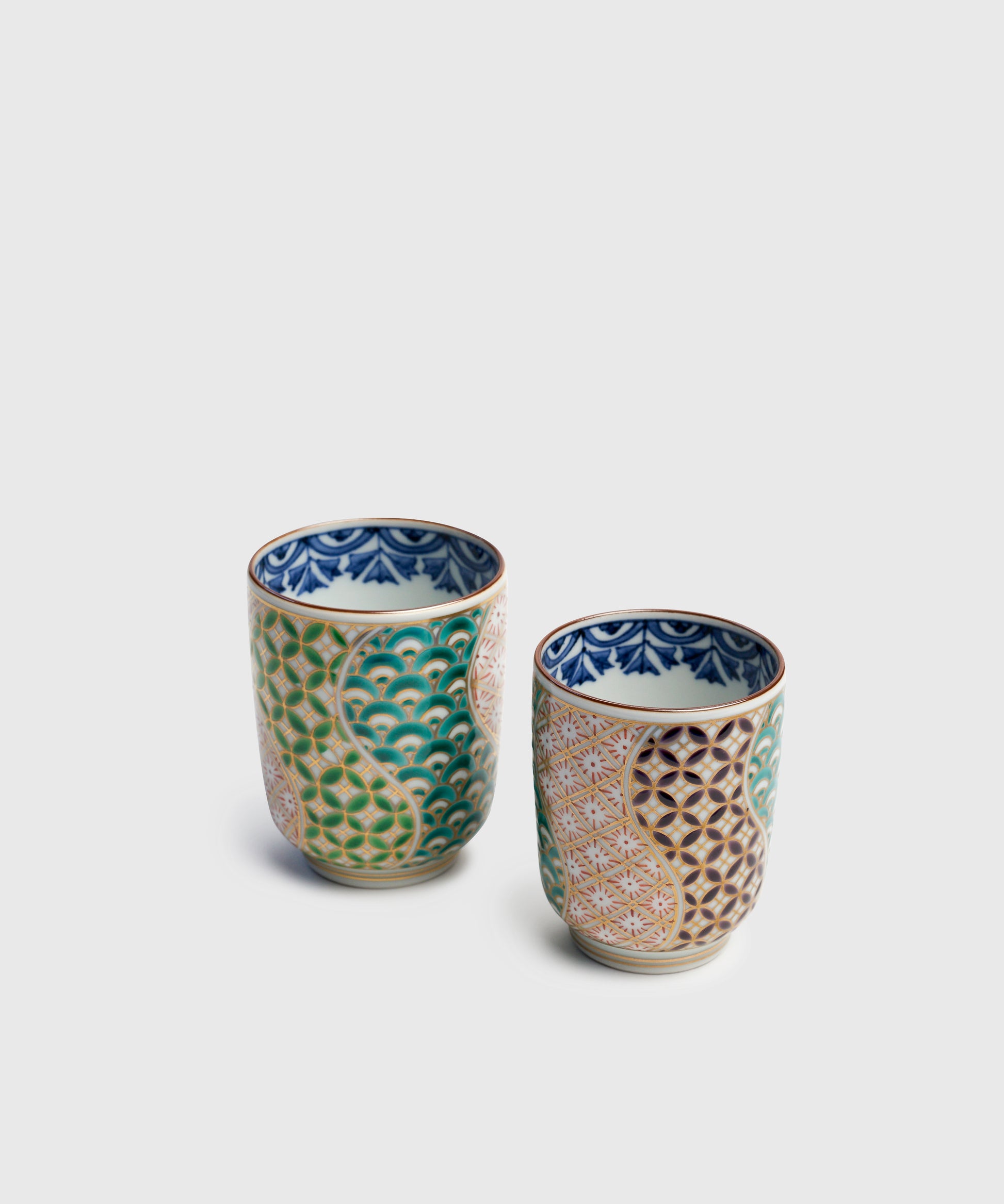 Modern Japanese Porcelain Patterned Tea Cups, Set of 2 | KonMari by Marie Kondo