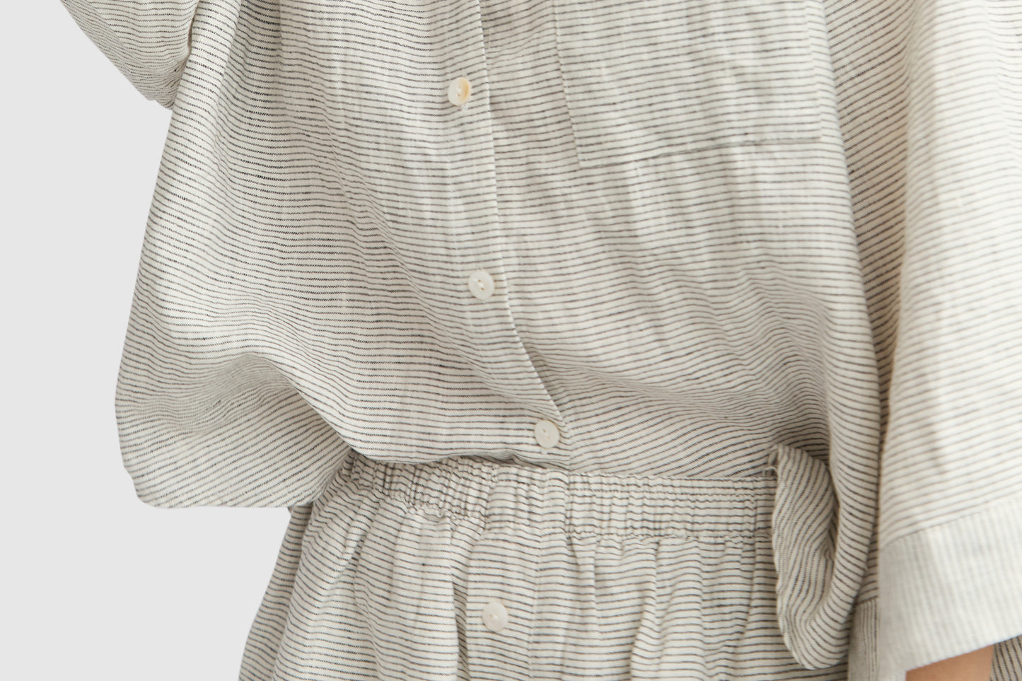 Linen Pajama Set: Long Sleeved Top & Shorts | KonMari by Marie Kondo