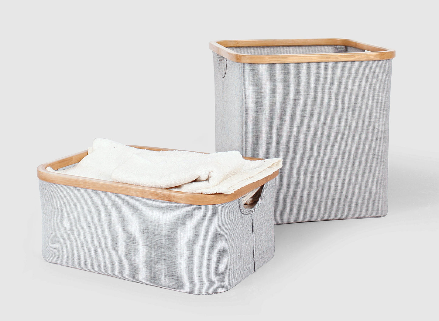 Bamboo & Cotton Rectangular Storage Basket | KonMari by Mari Kondo