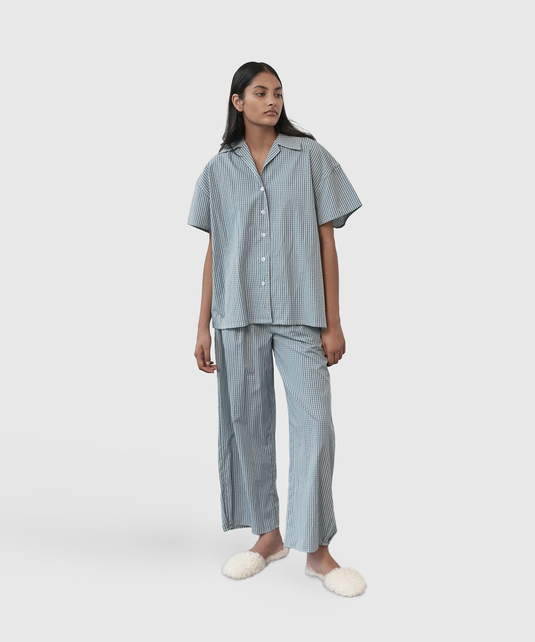 Organic Cotton Short-Sleeve Pajama Set - Blue