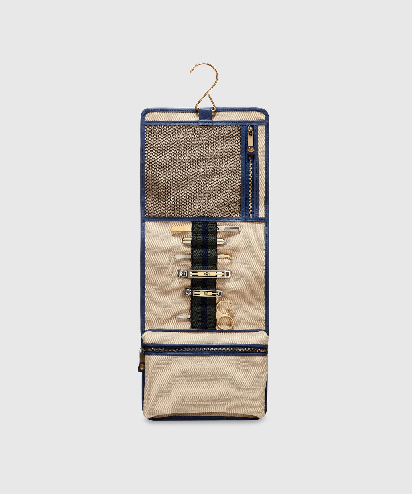 Leather & Cotton Hanging Toiletry Bag | KonMari by Marie Kondo