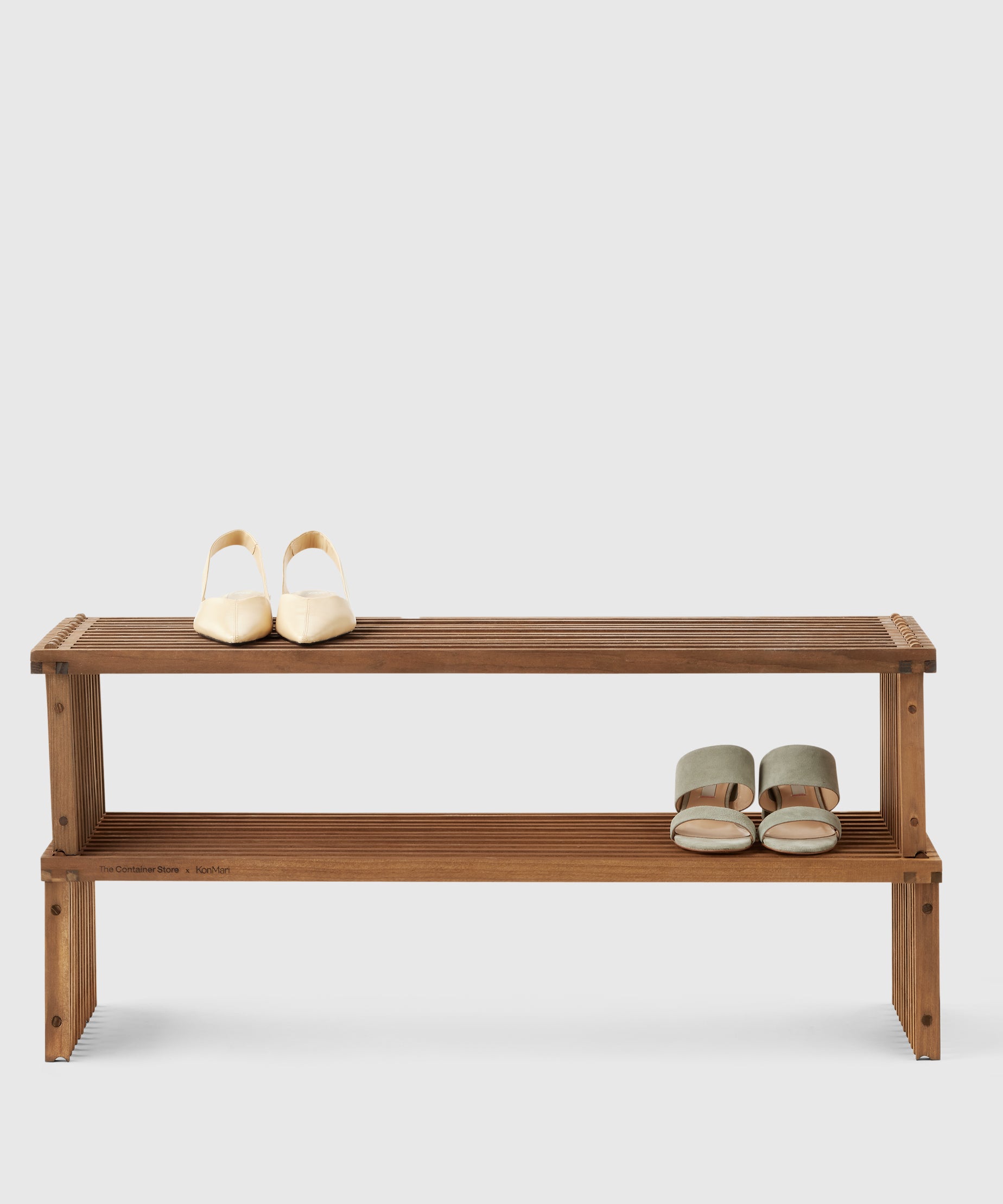 Bamboo Stackable Slatted Wood Shoe Shelf | KonMari by Marie Kondo