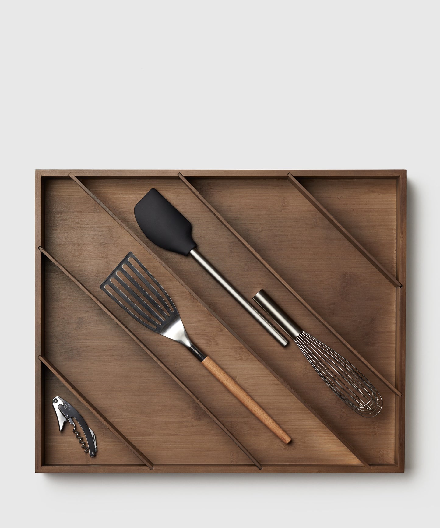 Bamboo Utensil Organizer With Diagonal Compartments by Marie Kondo