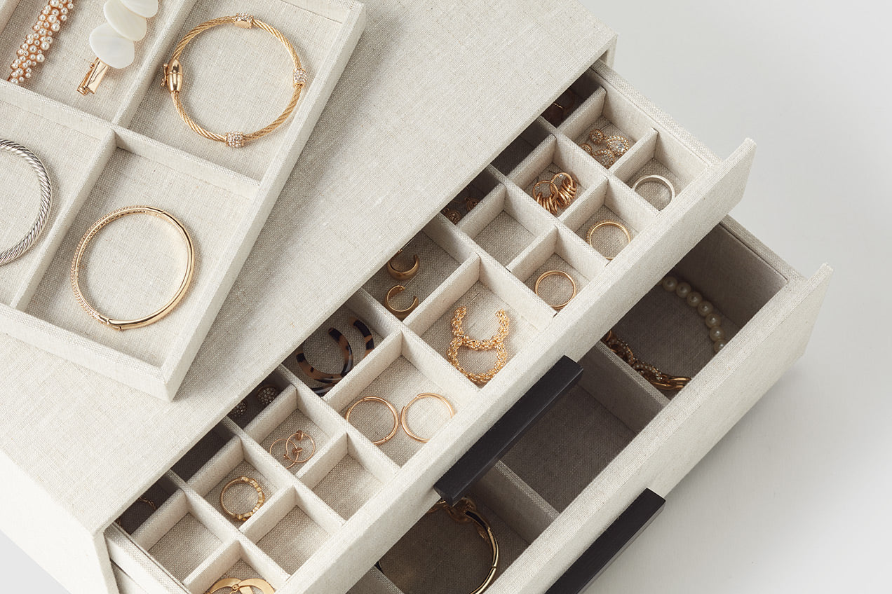 Linen Jewelry Organization & Storage Box