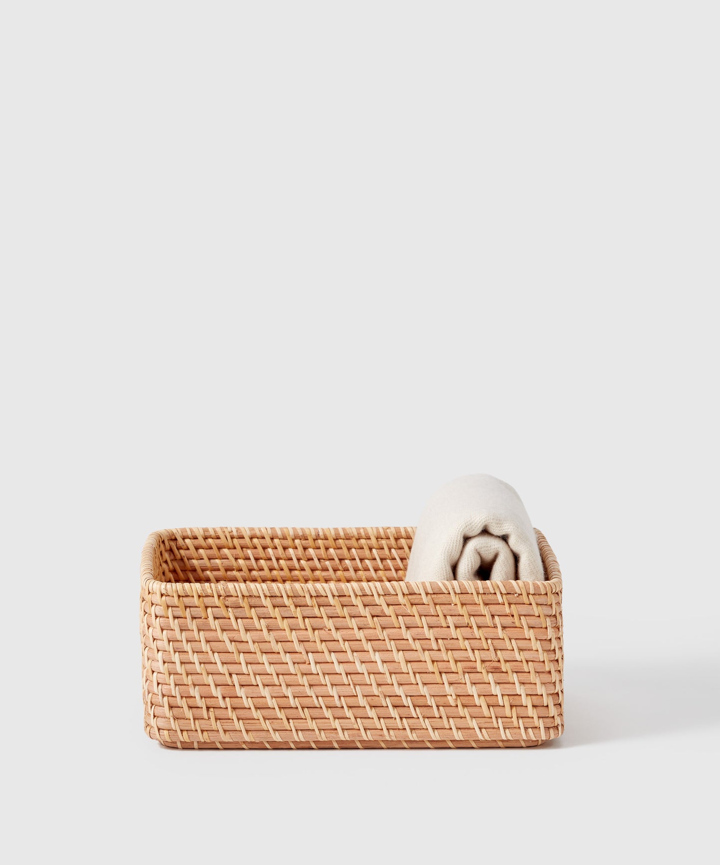 Medium Woven Rattan Bin With Handles | Marie Kondo Official Site