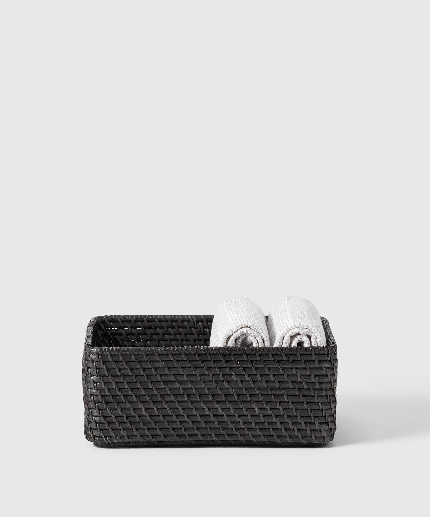 Medium Woven Black Rattan Bin | The Container Store x KonMari by Marie Kondo 