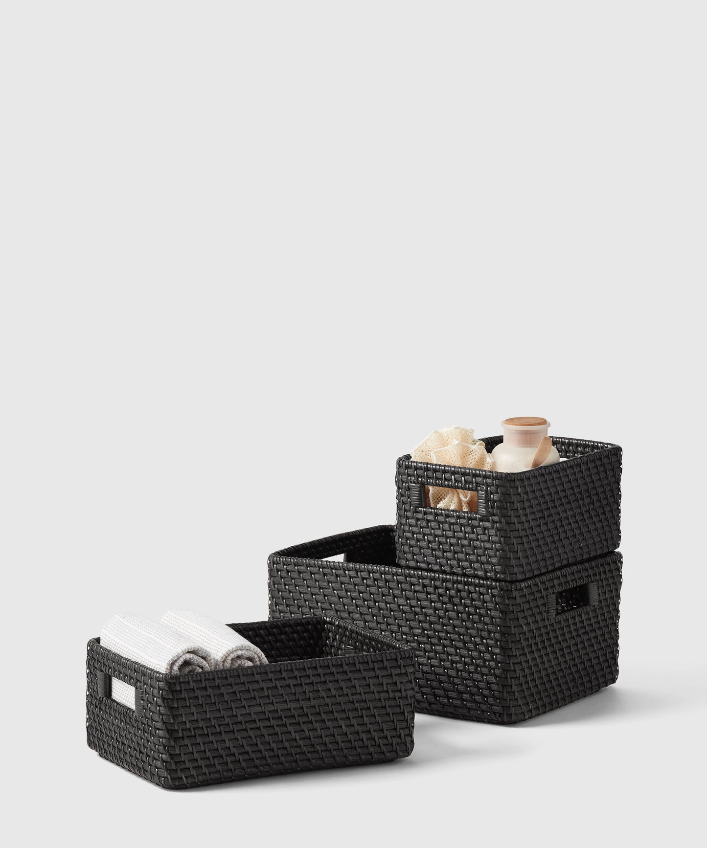 Woven Black Rattan Bin | The Container Store x KonMari by Marie Kondo 