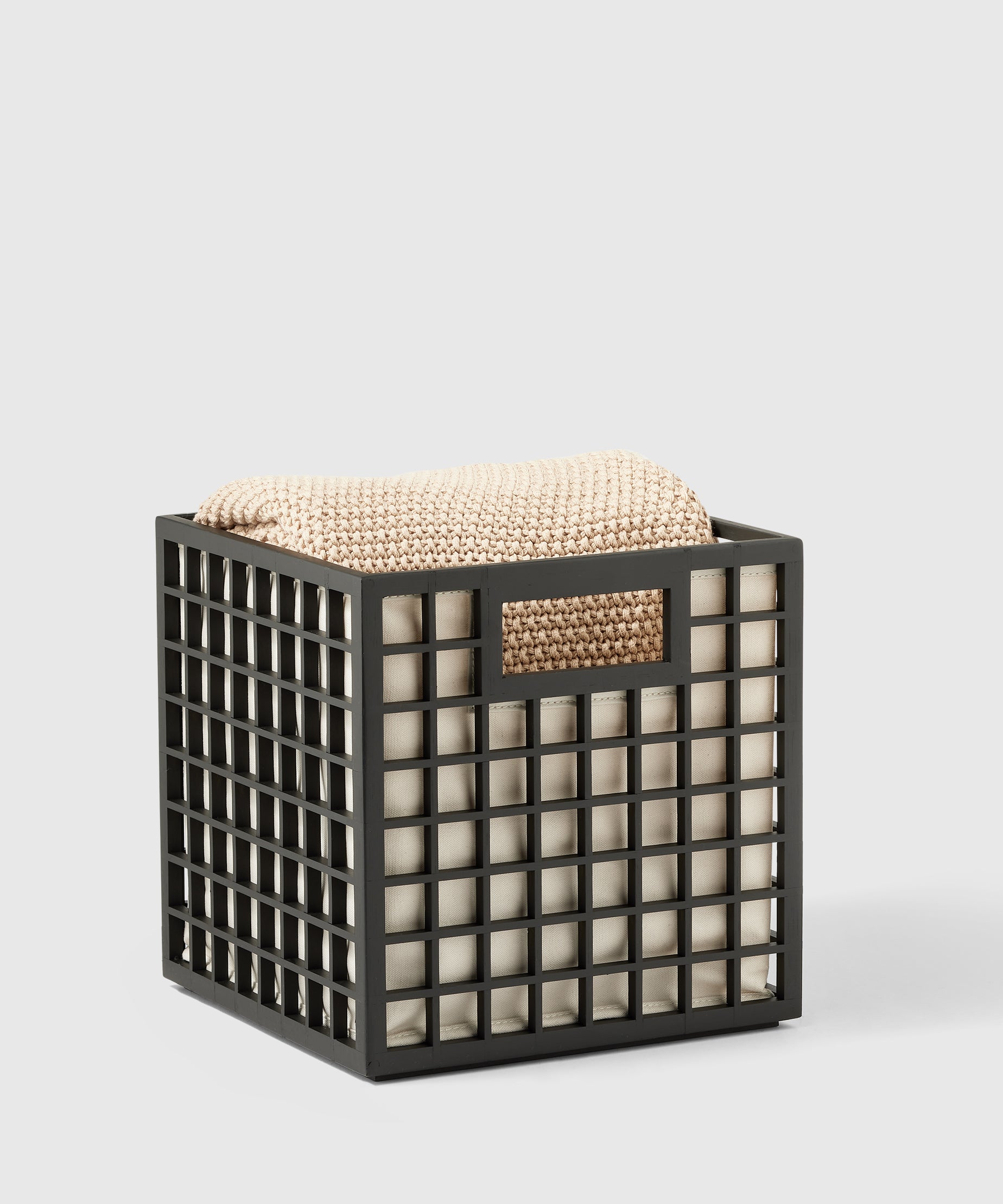 Bamboo Storage Cube with Liner in Black | The Container Store x KonMari