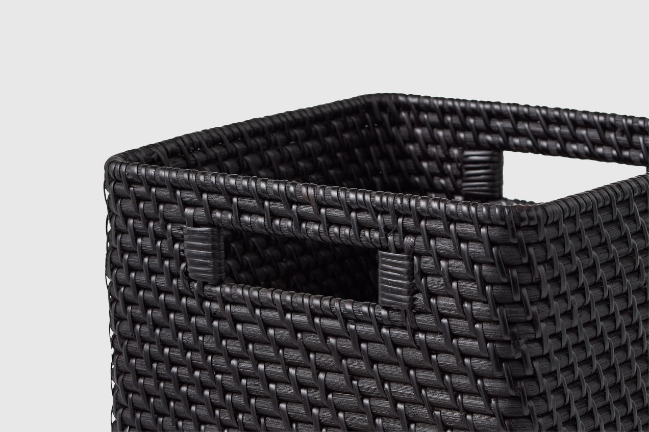 Medium Black Rattan Storage Cube | The Container Store x KonMari