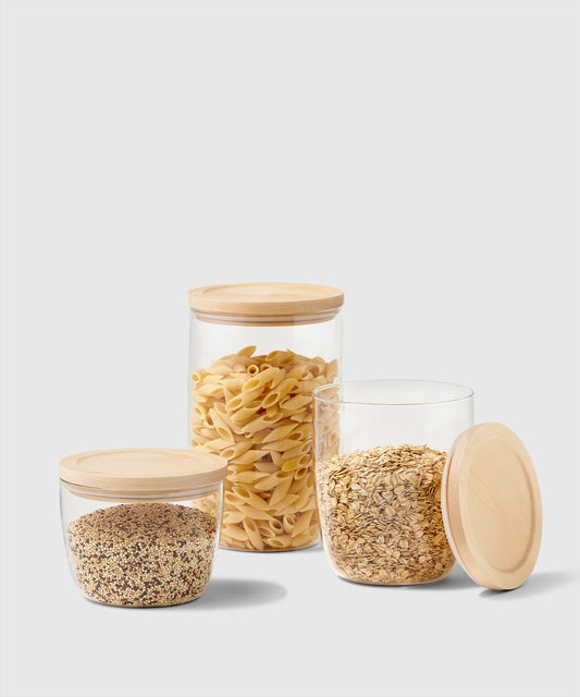 Personalized Kitchen Glass Food Storage Containers with Bamboo