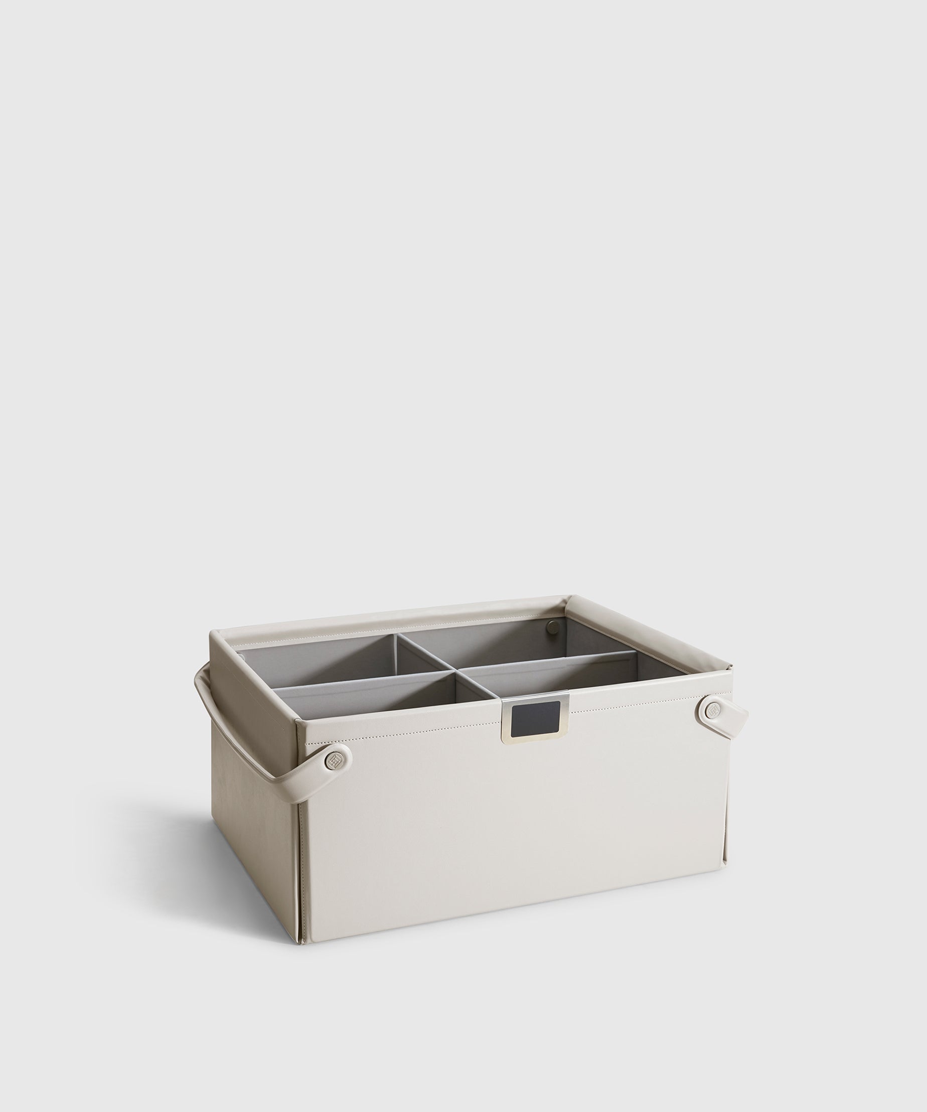 Folden Lane Small Cream White Rectangular Collapsible Storage Baskets with  Dividers, Set of 3