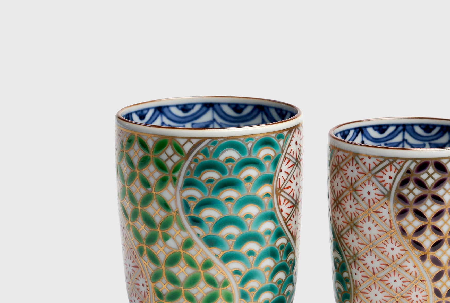 Modern Japanese Porcelain Patterned Tea Cups, Set of 2 | KonMari by Marie Kondo