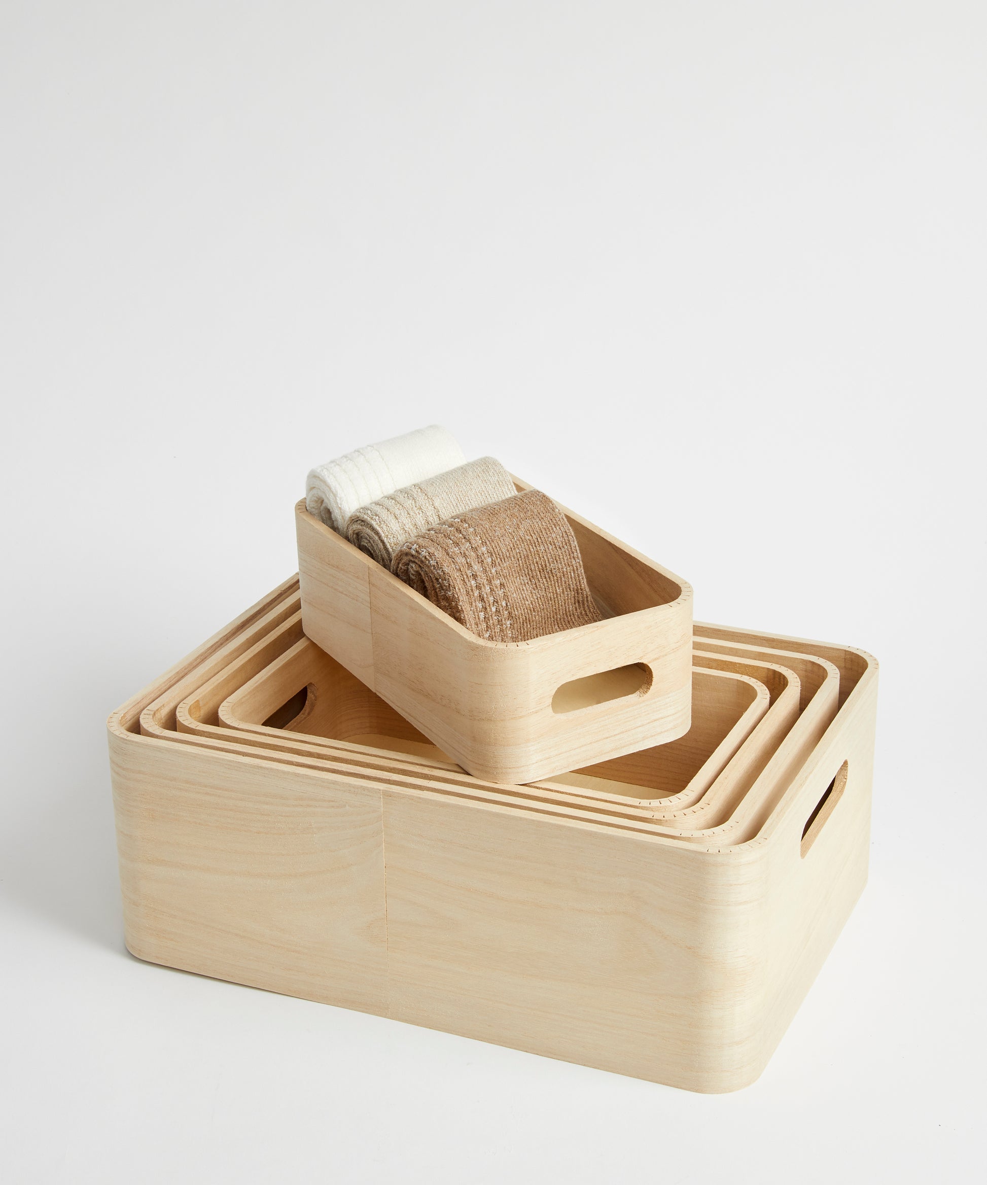 Portable Storage Box with Wooden Handle and Divided Compartments