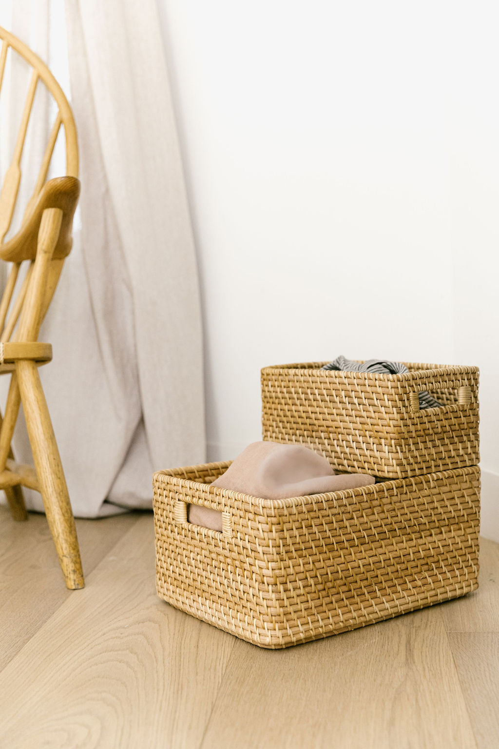 Small Woven Rattan Bin With Handles | Marie Kondo Official Site