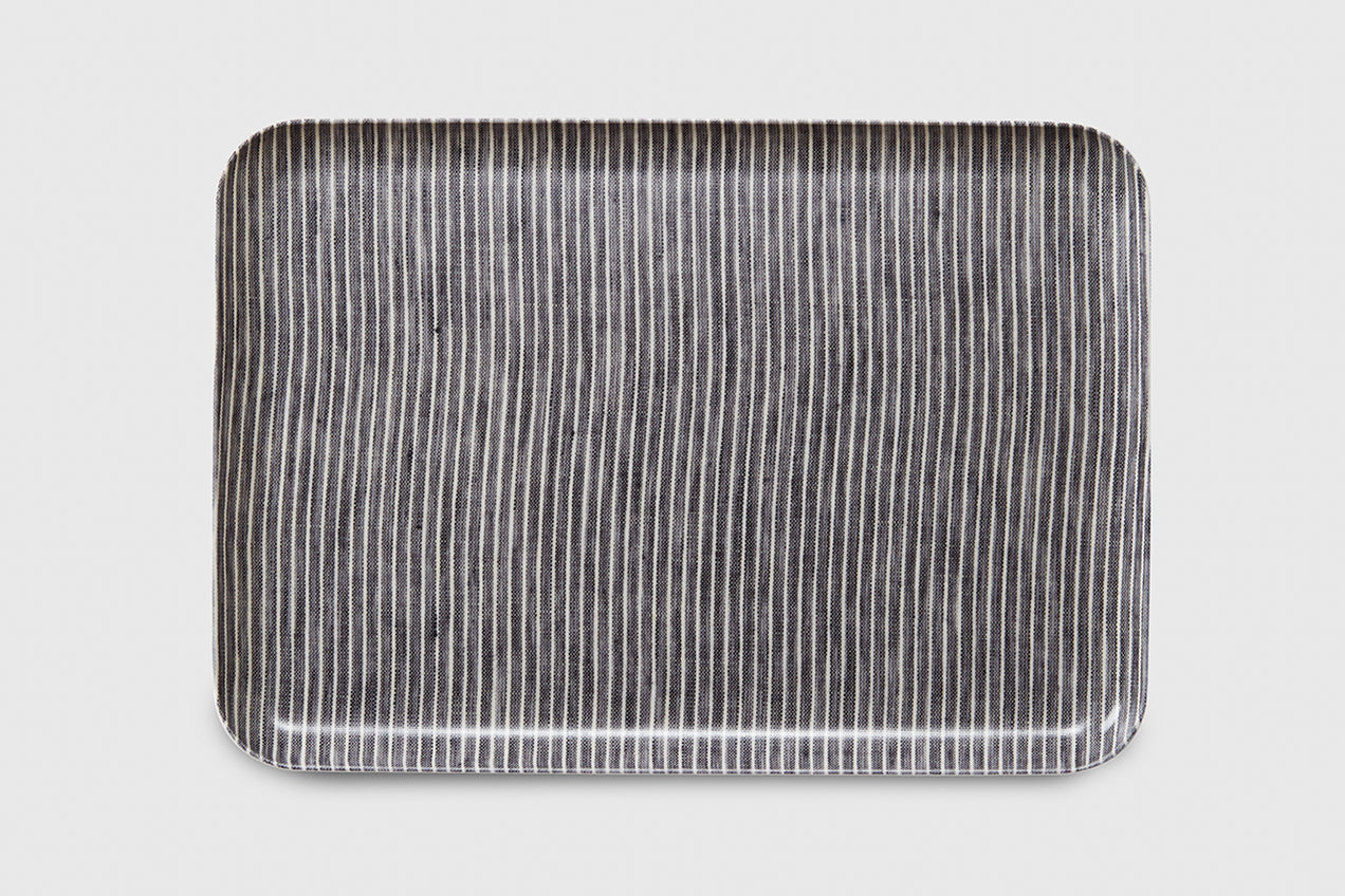 Medium Fog Linen Catch-All Tray, Striped Gray | KonMari by Marie Kondo  