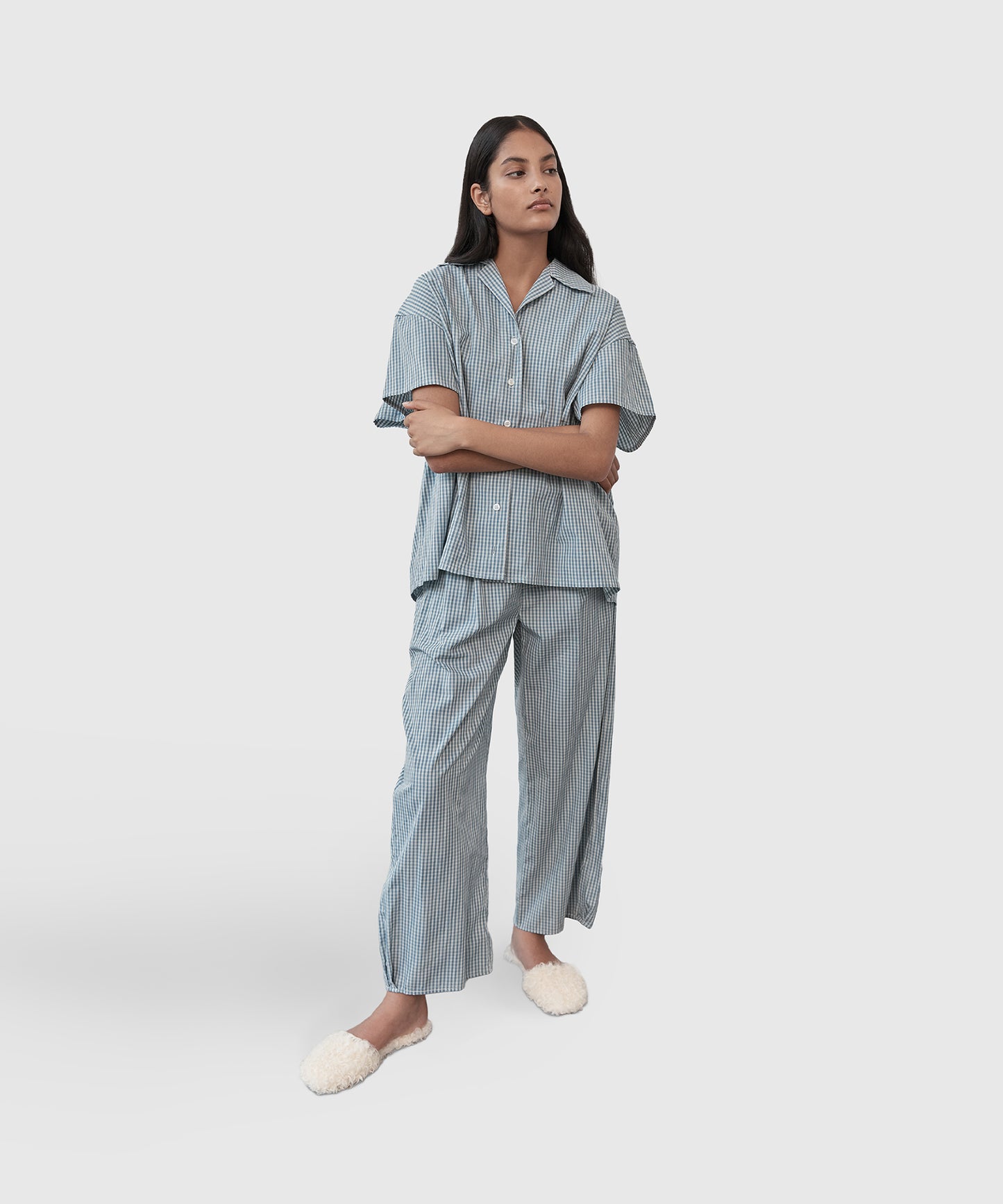 Organic Cotton Short-Sleeve Pajama Set - Blue | KonMari by Marie Kondo 