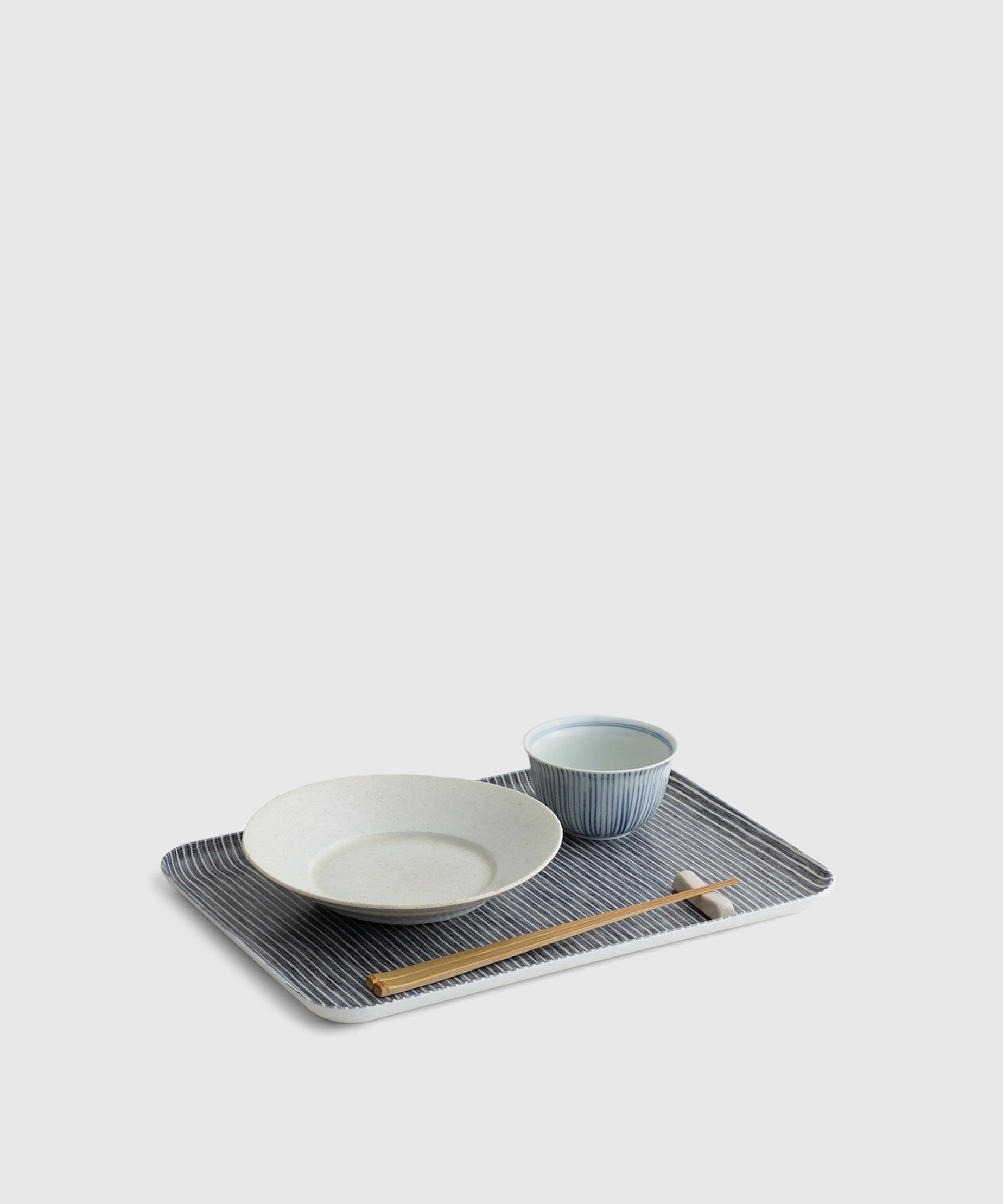 Medium Fog Linen Catch-All Tray, Striped Gray | KonMari by Marie Kondo  
